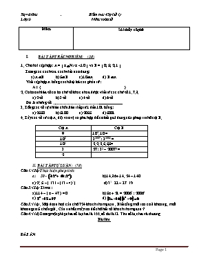 Kiểm tra 45 phút (số 1) Môn Toán 6